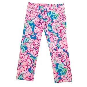 LILLY PULITZER Women's‎ Luxury Capri Pants SIZE 0 Pink / Blue Floral 49057